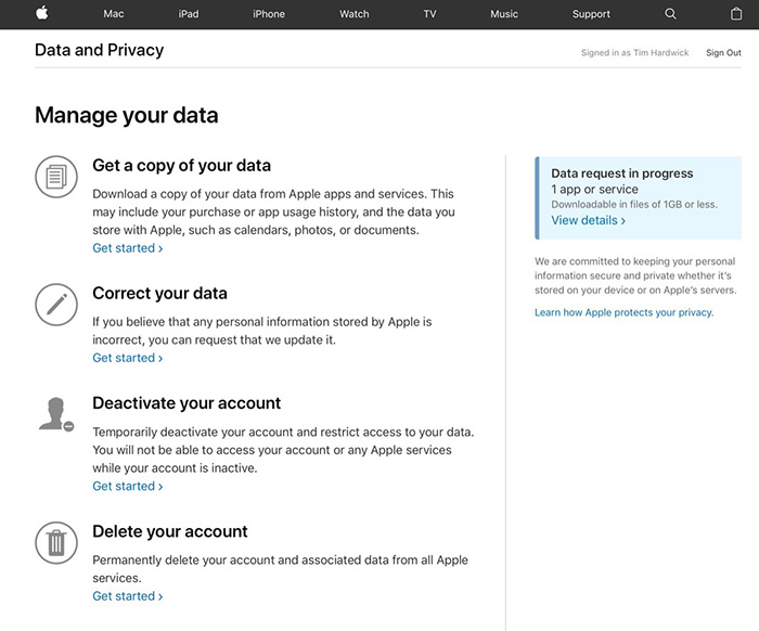 چگونه اطلاعات شخصی خود را از اکانت اپل دانلود کنید