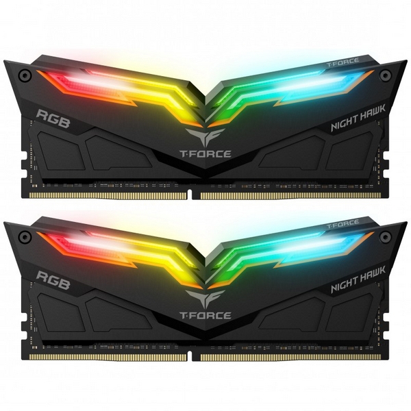 رم کامپیوتر DDR4 دو کاناله 3200 مگاهرتز CL16 تیم گروپ مدل NIGHT HAWK RGB ظرفیت 32 گیگابایت