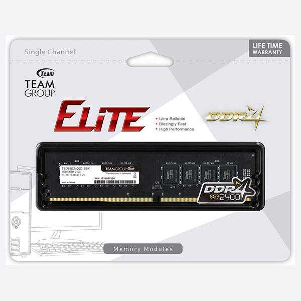 رم کامپیوتر DDR4 تک کاناله 2666 مگاهرتز CL19 تیم گروپ مدل ELITE PLUS ظرفیت 32 گیگابایت