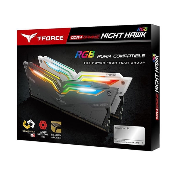 رم کامپیوتر DDR4 دو کاناله 3600 مگاهرتز CL18 تیم گروپ مدل NIGHT HAWK RGB ظرفیت 32 گیگابایت