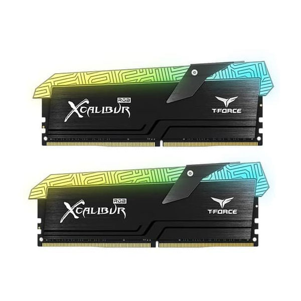 رم کامپیوتر DDR4 دو کاناله 3600 مگاهرتز CL18 تیم گروپ مدل XCALIBUR RGB ظرفیت 32 گیگابایت